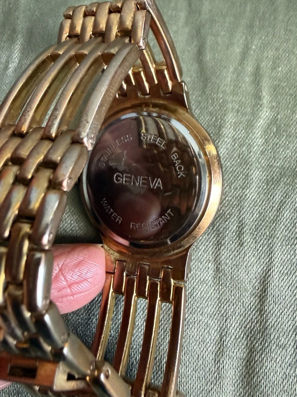 Geneva Rose Gold Bracelet Watch with Black Dial and Crystal Accent